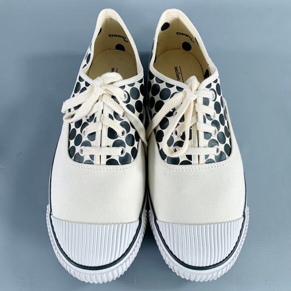 COMME des GARCONS Winter 2014 Size 9 Cream Black Polka Dot Canvas Sneakers - Picture 4 of 9